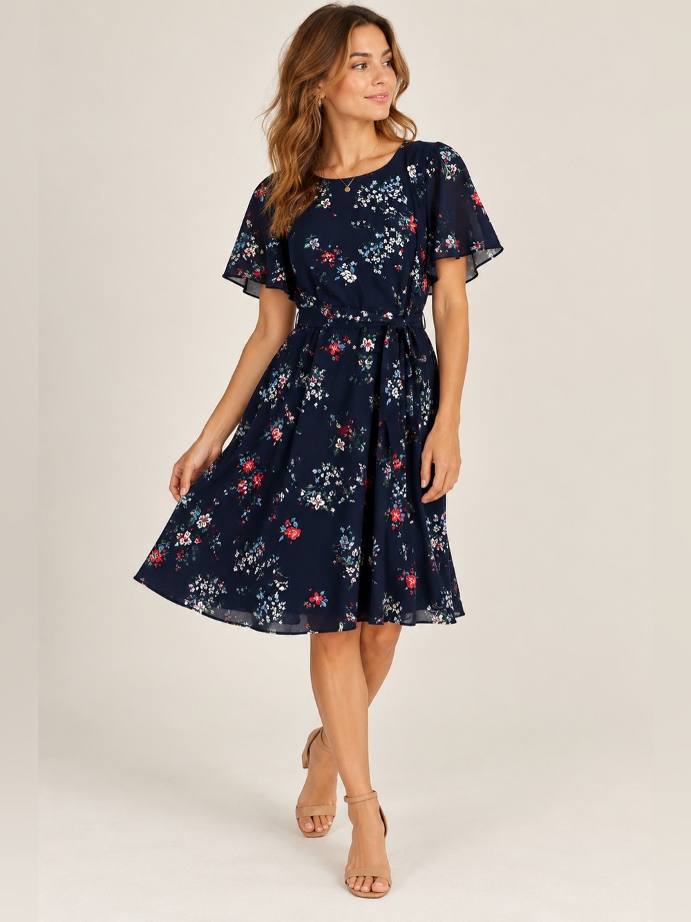 Banana Republic Floral Flutter Sleeve Shift Dress Size 8